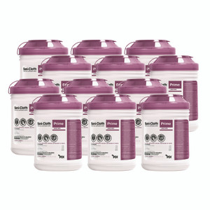 Sani Professional Sani-Cloth Prime Germicidal Disposable Wipes, Large, 1-Ply, 6 x 6.75, Unscented, White, 160/Canister, 12 Canisters/Carton View Product Image