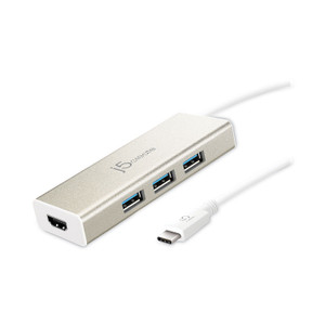 j5create USB-C Hub and 4K HDMI, 3 Ports, Silver View Product Image