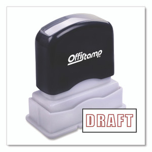 Offistamp Pre-Inked Message Stamp, DRAFT, 1.63" x 0.38", Red Ink View Product Image