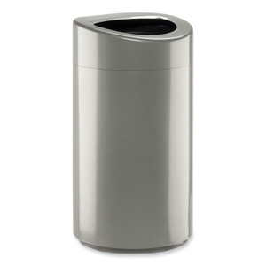 Safco Open Top Oval Waste Receptacle, 14 gal, Steel, Silver View Product Image