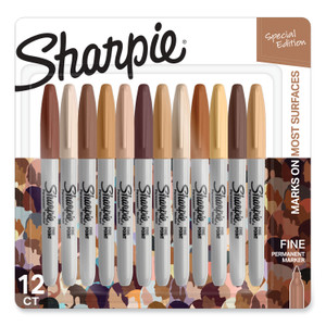 Sharpie Fine Tip Permanent Marker, Portrait Colors, Fine Bullet Tip, Assorted, 12/Pack View Product Image