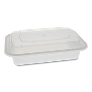 Pactiv Evergreen Newspring VERSAtainer Microwavable Containers, Rectangular, 16 oz, 5 x 7.25 x 2, White/Clear, Plastic, 150/Carton View Product Image