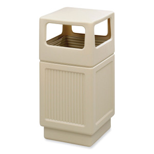 Safco Canmeleon Recessed Panel Receptacles, Side-Open, 38 gal, Polyethylene, Tan View Product Image