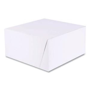 SCT White One-Piece Non-Window Bakery Boxes, Standard, 10 x 10 x 5, White/Brown, Paper, 100/Bundle View Product Image