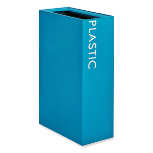Safco Mixx Recycling Center Rectangular Receptacle, 29 gal, Steel, Blue View Product Image