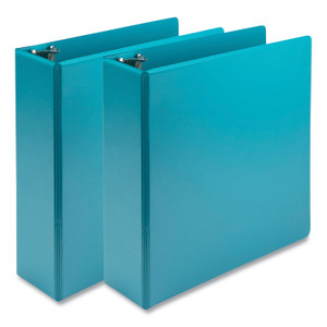 Samsill Earth's Choice Plant-Based Economy Round Ring View Binders, 3 Rings, 3" Capacity, 11 x 8.5, Teal, 2/Pack View Product Image