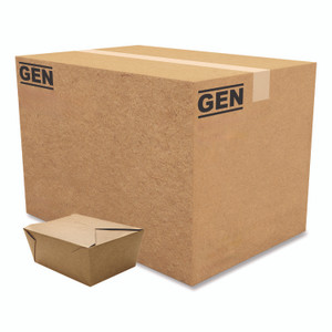 GEN Reclosable Kraft Take-Out Box, 110 oz, Brown, Paper, 160/Carton View Product Image