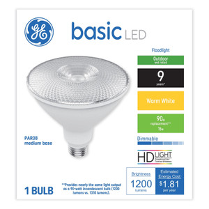 GE Basic LED Dimmable Outdoor Flood Light Bulbs, PAR38, 15 W, Warm White View Product Image