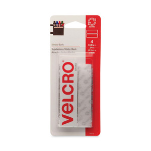 VELCRO Brand Sticky-Back Fasteners, Four 0.75" x 3.5" Strips, White View Product Image