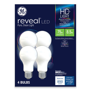 GE Reveal HD+ LED A19 Light Bulb, 8.5 W, 4/Pack View Product Image