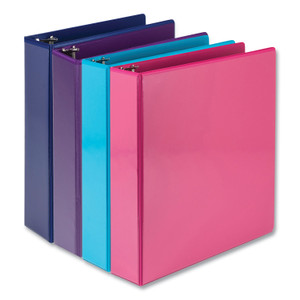 Samsill Durable D-Ring View Binders, 3 Rings, 2" Capacity, 11 x 8.5, Blueberry/Blue Coconut/Dragonfruit/Purple, 4/Pack View Product Image