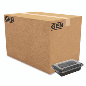 GEN Microwavable Food Container with Lid, Rectangular, 16 oz, 7.48 x 5.03 x 2.04, Black/Clear, Plastic, 150/Carton View Product Image