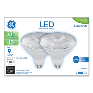 GE LED PAR38 Non-Dimmable Outdoor Flood Light Bulb, 15 W, Bright White, 2/Pack View Product Image