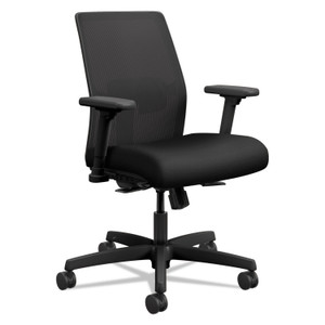 HON Ignition 2.0 4-Way Stretch Low-Back Mesh Task Chair, Supports Up to 300 lb, 16.75" to 21.25" Seat Height, Black View Product Image