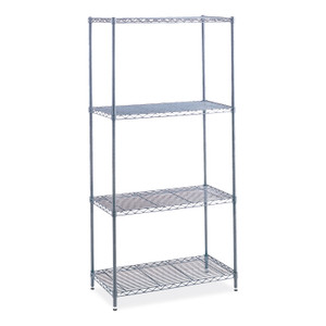 Safco Industrial Wire Shelving, Four-Shelf, 36w x 24d x 72h, Metallic Gray View Product Image