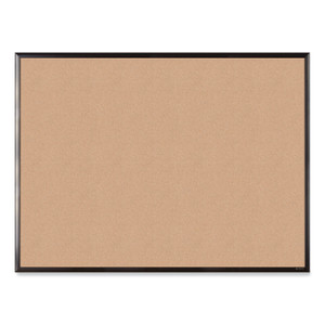 U Brands Cork Bulletin Board with Aluminum Frame, 48" x 36" (Actual Size: 47" x 35"), Tan Surface, Black Aluminum Frame View Product Image