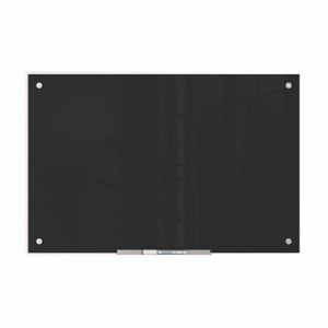 U Brands Black Glass Dry Erase Board, 36" x 24" (Actual Size: 35" x 23"), Black Surface View Product Image
