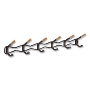 Safco Family Coat Wall Rack, 6 Hook, 42.75w x 5.25d x 7.25h, Black View Product Image