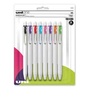 uniball uniONE Gel Pen, Retractable, Medium 0.7 mm, Assorted Inspirational Ink and Barrel Colors, 8/Pack View Product Image
