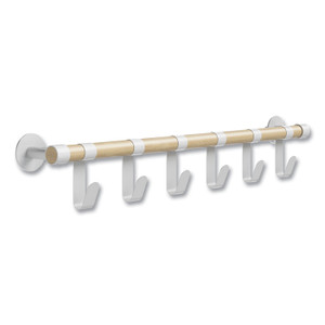 Safco Resi Coat Wall Rack, 6 Hook, 36.25w x 4.25d x 6h, White View Product Image