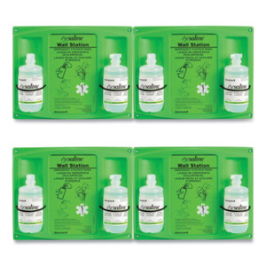 Honeywell Double Bottle Sterile Saline Eye Wash Wall Station, 16 oz Bottles, 2 Bottles/Station, 4 Stations/Carton View Product Image