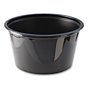 Fabri-Kal Portion Cups, 4 oz, Plastic, Black, 125/Sleeve, 20 Sleeves/Carton View Product Image
