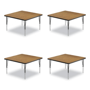 Correll Adjustable Activity Tables, Square, 48" x 48" x 19" to 29", Medium Oak Top, Black Legs, 4/Pallet View Product Image