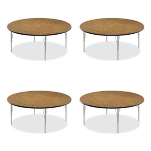 Correll Height Adjustable Activity Tables, Round, 60" x 19" to 29", Medium Oak Top, Gray Legs, 4/Pallet View Product Image