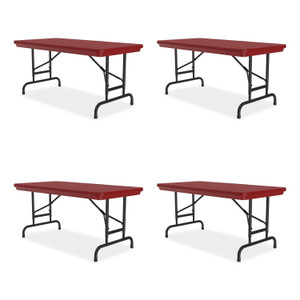 Correll Adjustable Folding Table, Rectangular, 48" x 24" x 22" to 32", Red Top, Black Legs, 4/Pallet View Product Image