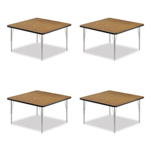 Correll Adjustable Activity Tables, Square, 48" x 48" x 19" to 29", Medium Oak Top, Silver Legs, 4/Pallet View Product Image