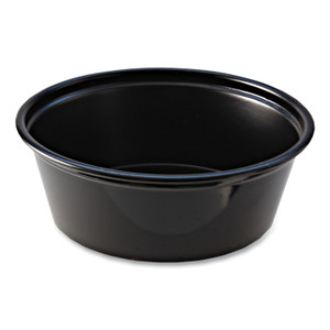 Fabri-Kal Portion Cups, 1.5 oz, Squat, Plastic, Black, 250/Sleeve, 10 Sleeves/Carton View Product Image