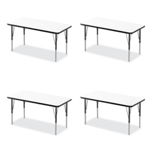Correll Markerboard Activity Tables, Rectangular, 60" x 24" x 19" to 29", White Top, Black Legs, 4/Pallet View Product Image