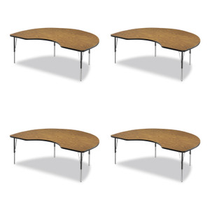 Correll Adjustable Activity Tables, Kidney Shape, 72" x 48" x 19" to 29", Oak Top, Black Legs, 4/Pallet View Product Image