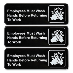 Excello Global Products Indoor/Outdoor Restroom with Braille Text, 6" x 9", Black Face, White Graphics, 3/Pack View Product Image