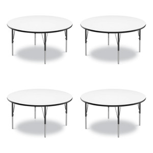 Correll Dry Erase Markerboard Activity Tables, Round, 42" x 19" to 29", White Top, Black Legs, 4/Pallet View Product Image