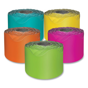 Carson-Dellosa Education Rolled Scalloped Border Set, 2.25" x 65 ft, Assorted Colors, 5/Set View Product Image