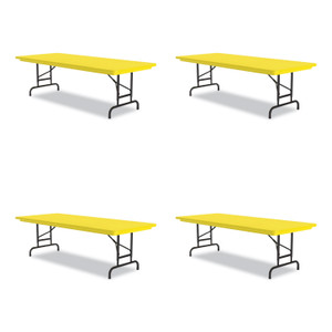 Correll Adjustable Folding Tables, Rectangular, 72" x 30" x 22" to 32", Yellow Top, Black Legs, 4/Pallet View Product Image