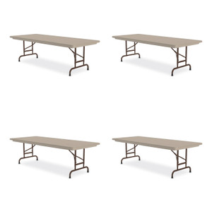 Correll Adjustable Folding Tables, Rectangular, 96" x 30" x 22" to 32", Mocha Granite Top, Brown Legs, 4/Pallet View Product Image