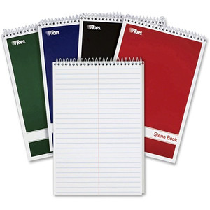 TOPS Gregg-ruled Steno Book - 80 Sheets - Wire Bound - 15 lb Basis Weight - 6" x 9" Sheet Size - 1.25" Height x 9" Width x 6" Length Product Image 