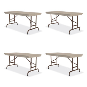 Correll Adjustable Folding Table, Rectangular, 48" x 24" x 22" to 32", Mocha Granite Top, Brown Legs, /Pallet View Product Image