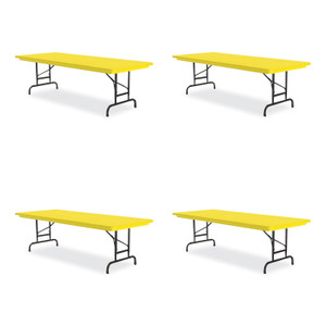 Correll Adjustable Folding Tables, Rectangular, 60" x 30" x 22" to 32", Yellow Top, Black Legs, 4/Pallet View Product Image