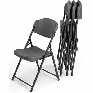 Iceberg Rough-N-Ready Blow-Molded Folding Chairs - High-density Polyethylene (HDPE) Seat Material - High-density Polyethylene (HDPE) Back Material - Powder Coated Steel Frame Material - Round Leg Base - Charcoal Product Image 