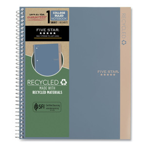 Five Star Recycled Notebook, 1-Subject, Medium/College Rule, Randomly Assorted Cover Color, (100) 11 x 8.5 Sheets View Product Image