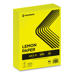 PrintWorks Professional Color Paper, 24 lb Text Weight, 8.5 x 11, Lemon Yellow, 500/Ream View Product Image
