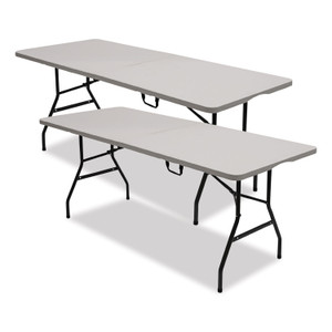 Iceberg Bifold Resin Folding Table, Rectangular, 70.9" x 29.1" x 30", White Granite Top, Gray Base/Legs, 2/Pack View Product Image