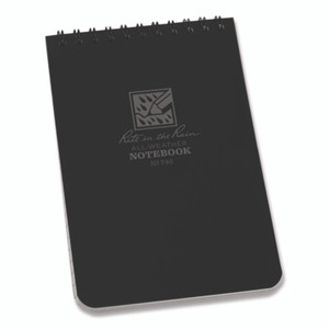 Rite in the Rain All-Weather Wire-O Notepad, Universal: Narrow Rule and Quadrille Rule, Black Cover, 50 White 4 x 6 Sheets View Product Image
