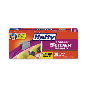 Hefty Slider Stand and Fill Food Storage Bags, Gallon, 10.56" x 11", Clear, 30/Box View Product Image