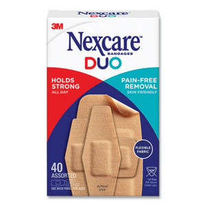 3M Nexcare DUO Bandages, Plastic, Assorted Sizes, 40/Pack View Product Image