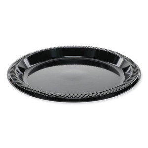 Pactiv Evergreen Meadoware Impact Plastic Dinnerware, Plate, 8.9" dia, Black, 400/Carton View Product Image