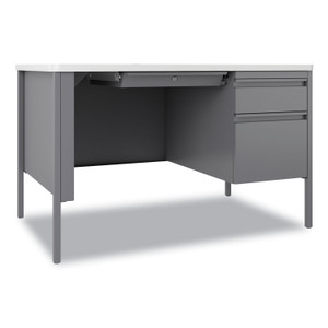 Hirsh Industries Teachers Pedestal Desks, One Right-Hand Pedestal: Box/File Drawers, 48" x 30" x 29.5", White/Platinum View Product Image